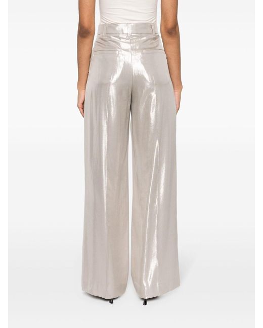 Brunello Cucinelli White High-Waisted Trousers