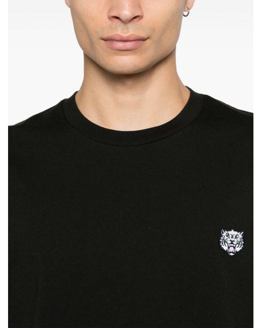 T-Shirt Ricamata "Lucky Tiger" di KENZO in Black da Uomo