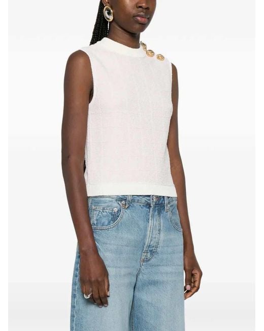 Balmain Pink Sleeveless Top With Button