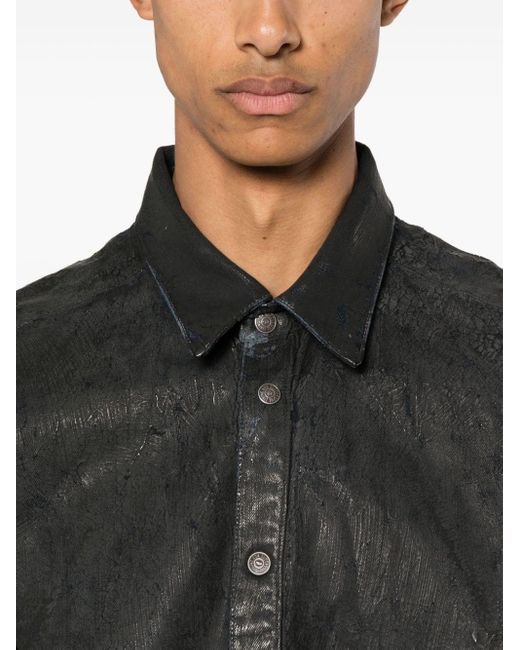 DIESEL Black Cracked Snap Button Shirt for men
