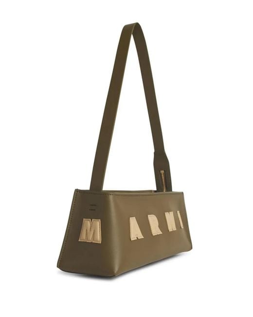 Marni Metallic Shoulder Bag With Logo Plaque