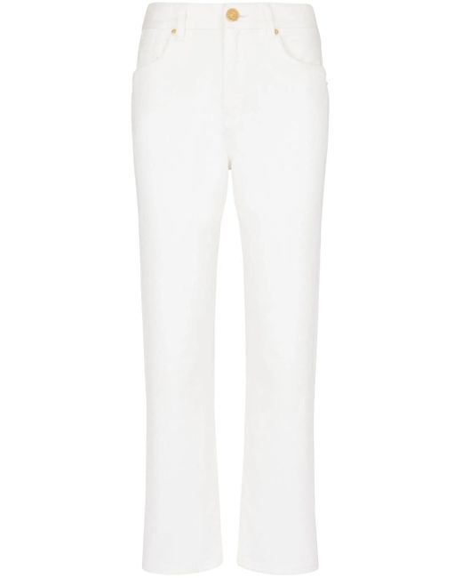 Jeans Dritti A Vita Media di Balmain in White