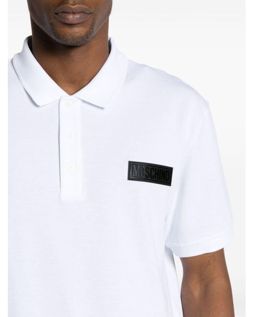 Moschino White Polo Shirt With Patch for men