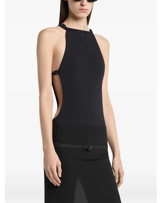 Courreges Black One-Piece Swimsuit With Cut-Out Detail