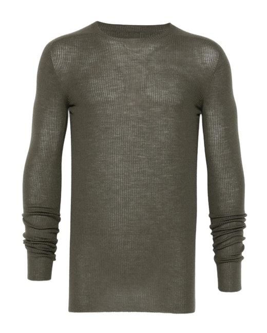Rick Owens Green Ribbed Wool Sweater for men