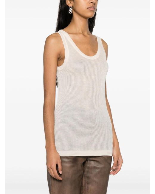 Lemaire White Ribbed Tank Top