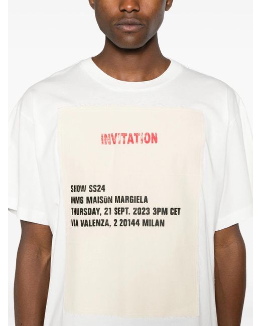 T Shirt Con Stampa Invitation di MM6 by Maison Martin Margiela in White da Uomo