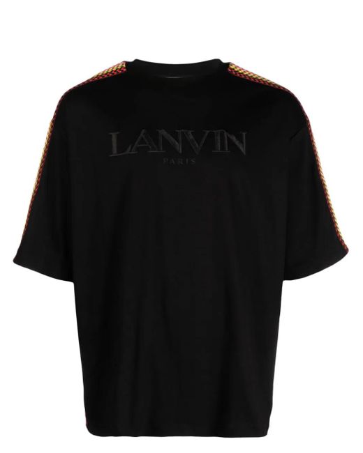 Lanvin Black Curb T-Shirt With Decoration for men