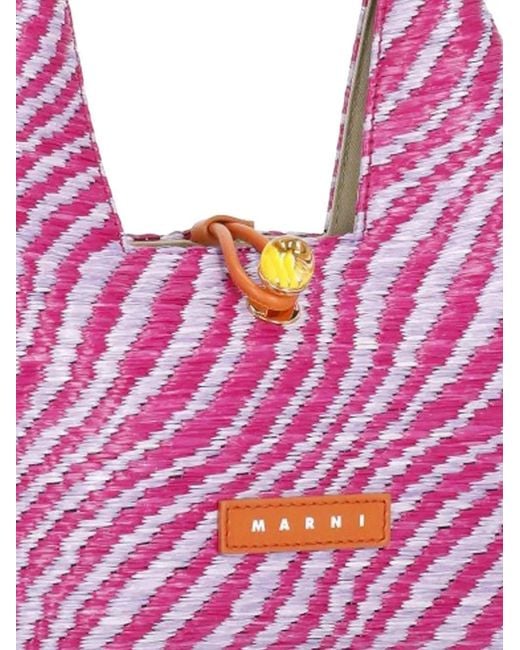 Marni Pink Trapeze Tote Bag With Logo