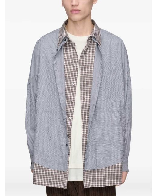 Maison Margiela Gray Double-Layered Checked Shirt for men