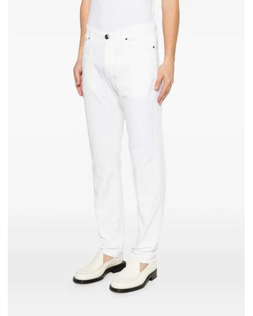 Sartorio Napoli White Pants With Logo Patch for men