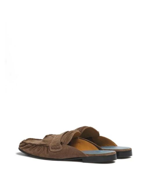 Marni Brown Fringed Clogs for men
