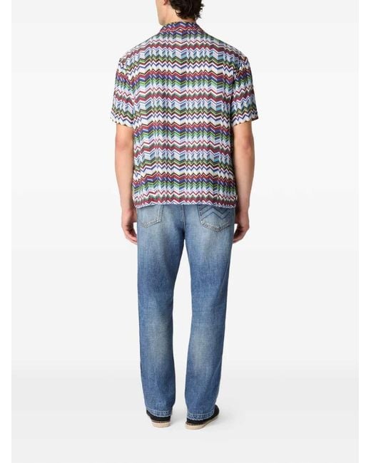 Missoni Blue Zigzag Button-Up Shirt for men