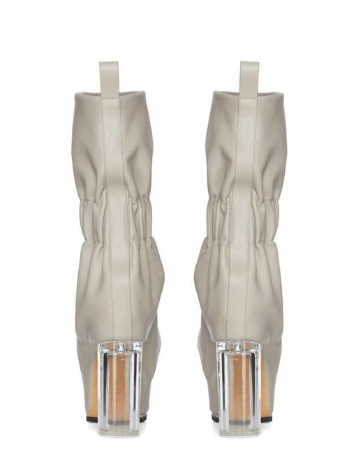 Rick Owens Natural Ss26 Cuffed Boots With Pearl/Transparent Grained Calfskin Case