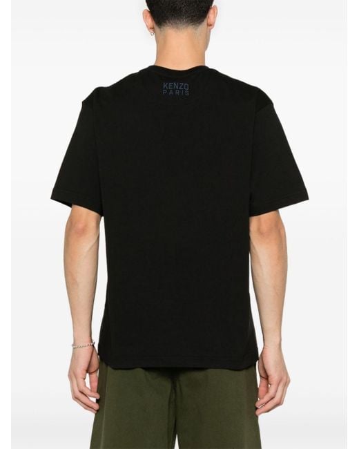 T-Shirt Ricamata "Lucky Tiger" di KENZO in Black da Uomo