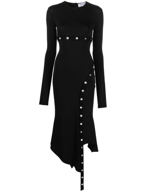 The Attico Black Asymmetric Midi Dress With Detachable Panels