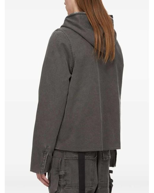 Rick Owens Gray Hooded Zip-Up Jacket for men