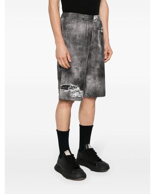 DIESEL Gray P-Ston-Jersey Shorts With Denim Print for men