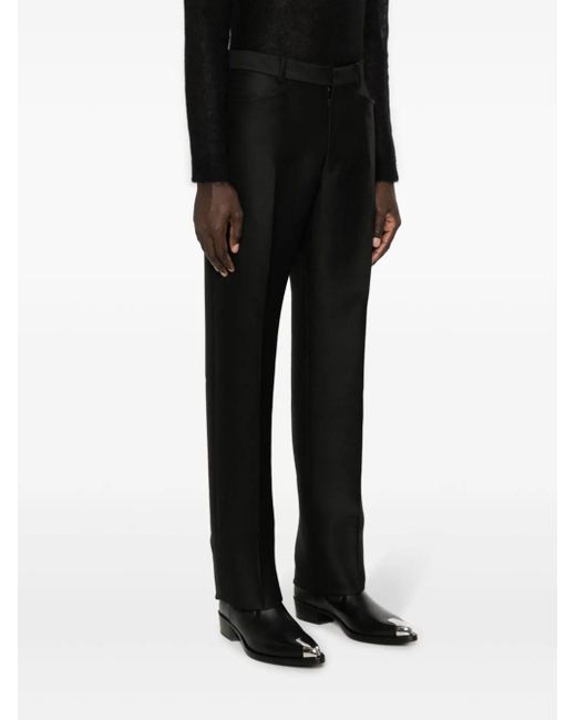 Tom Ford Black Mid-Rise Tapered Trousers for men