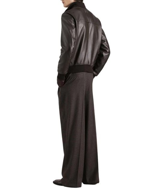 Dolce & Gabbana Black Dolce & Gabbana Lambskin Bomber Jacket for men