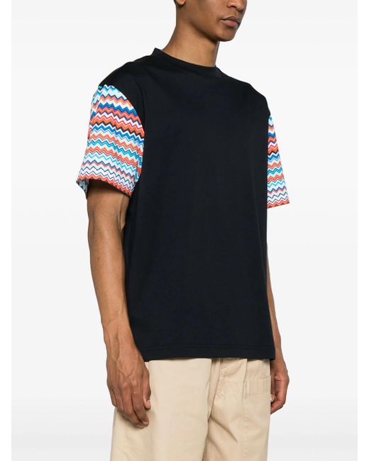 Missoni Black T-Shirt With Zigzag Sleeves for men