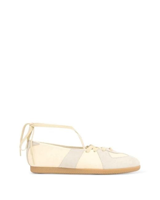 Maison Margiela Natural Soft Lace-Up Ballet Flats