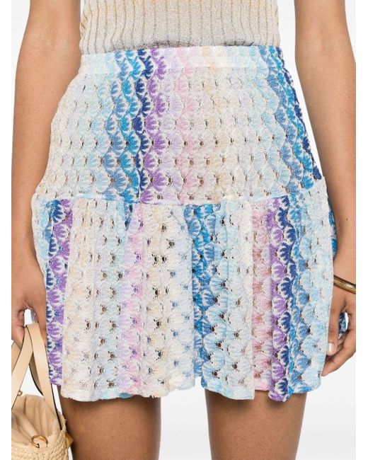Missoni Blue Knitted Miniskirt With Lace Details