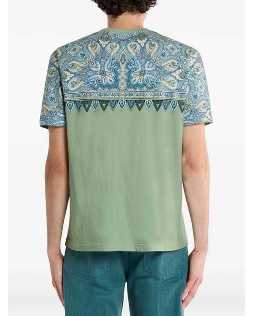 Etro Green Cotton T-Shirt Roma for men