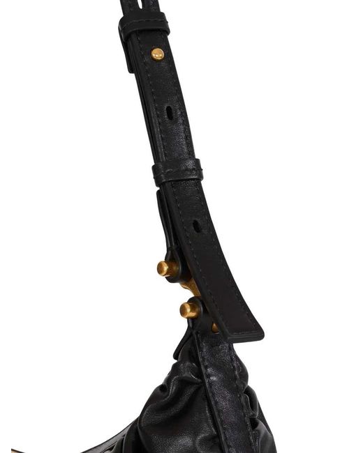 Balmain Black Ebene Ruffled Shoulder Bag