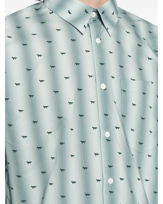 Camicia Con Stampa di Maison Kitsuné in Blue da Uomo