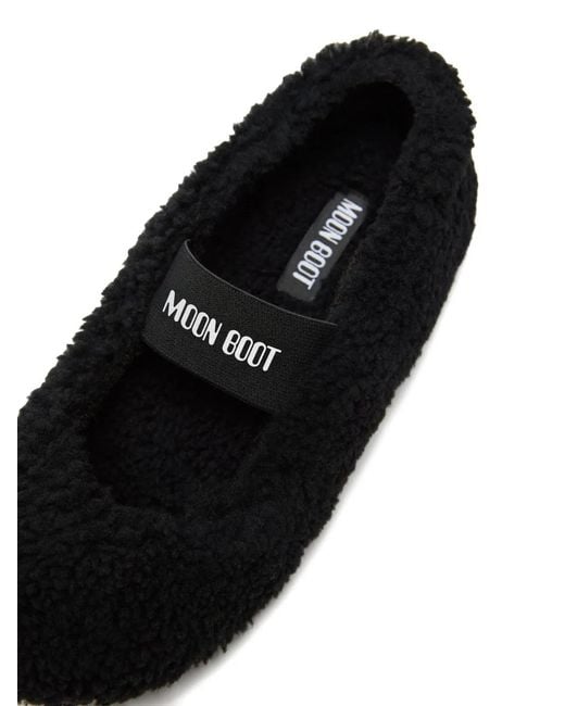 Moon Boot Black Shearling Ballet Flats