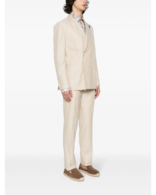 Lardini Natural Double-Breasted Cotton Suit for men