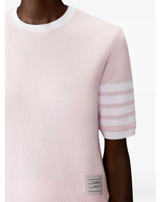 Thom Browne Pink Top With 4-Stripe Detail