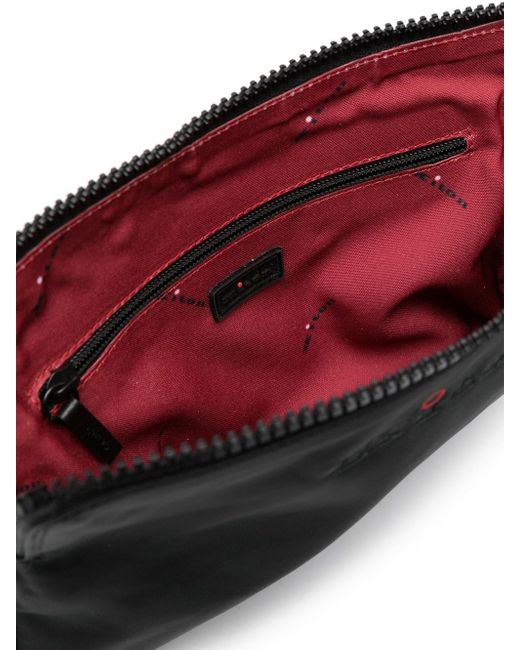 Kiton Black Ipad Pouch With Embroidery for men