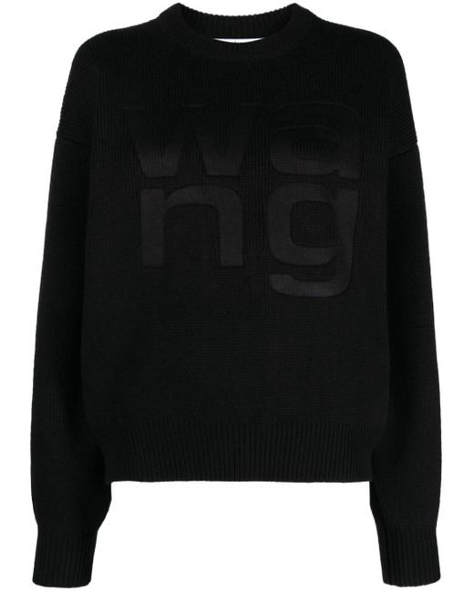 Maglione Con Logo Goffrato di Alexander Wang in Black