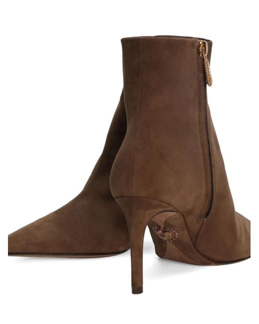 Dolce & Gabbana Brown Devotion Pointed-Toe Ankle Boots 75Mm
