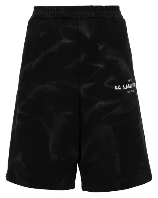 44 Label Group Black Shorts With Lightened Effect for men
