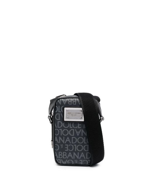 Borsa Messenger Con Stampa di Dolce & Gabbana in Black da Uomo