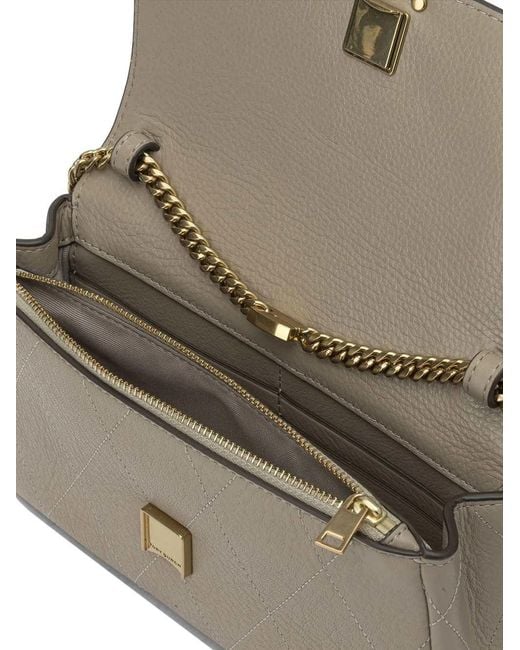Tory Burch Gray Charlie Wallet With Quilted Chain