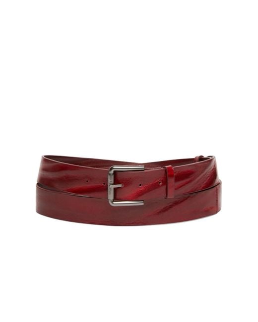 Max Mara Red Extra-Long Belt With Double Loop And Shaped Tip