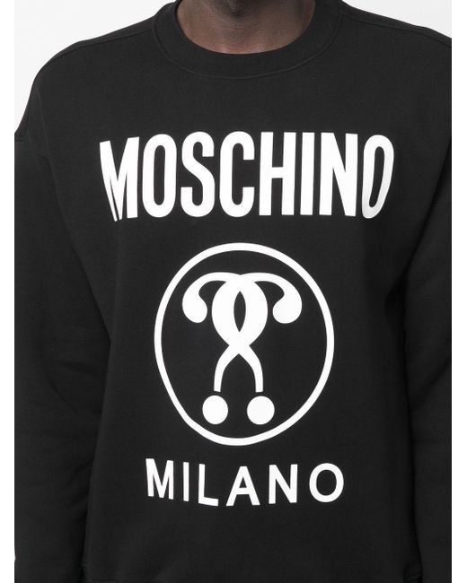 Moschino Black Organic Cotton Sweatshirt With Logo Print for men