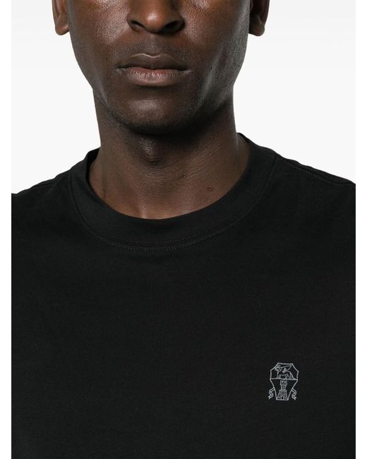 Brunello Cucinelli Black T-Shirt With Print for men