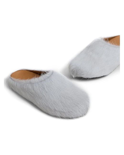 Slippers Fussbett Sabot Con Punta Tonda di Marni in White da Uomo