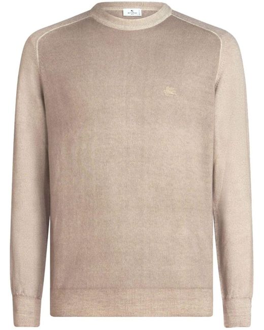 Etro Brown Sweater With Embroidery for men