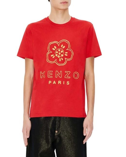 KENZO Slim-Fit Cotton T-Shirt With Embroidered "Boke Flower" for men