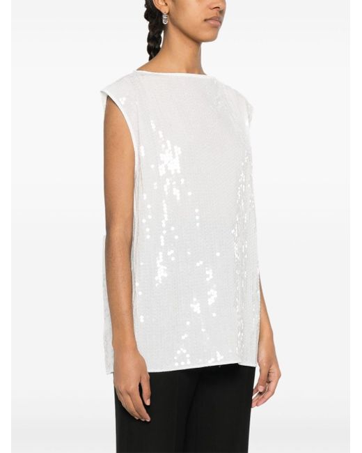 Junya Watanabe White Top Decorated With Sequins