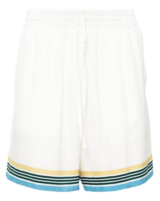 Casablancabrand White Casa Way Shorts With Monogram for men