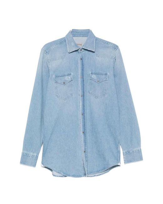 Sartorio Napoli Blue Denim Shirt With Snap Buttons for men