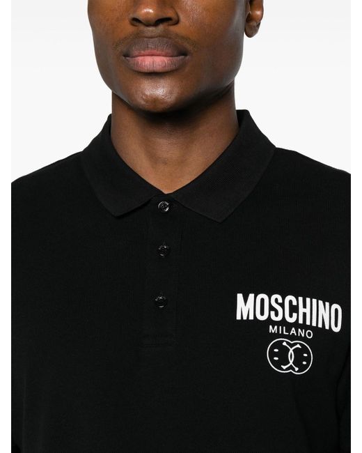 Moschino Black Polo Shirt With Print for men