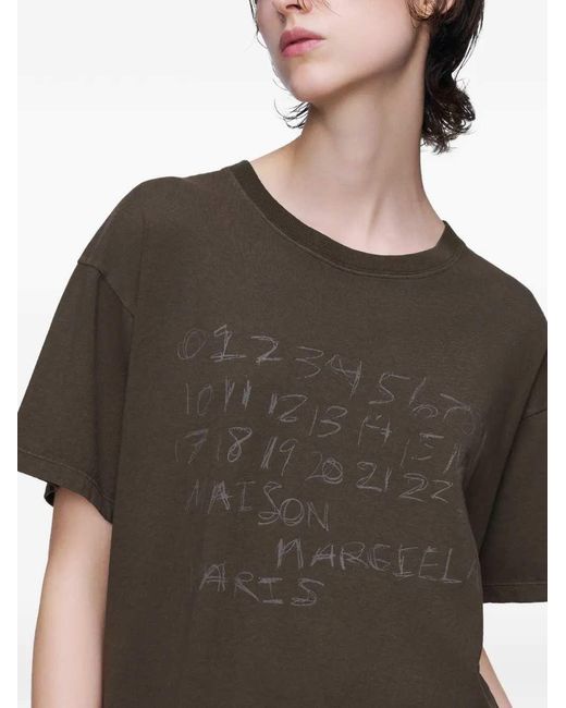 Maison Margiela Green T-Shirt With Number Motif